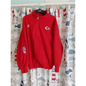 Vintage Kansas City Chiefs 1/4 Zip Fleece Jacket Pro Line Logo Athletic XL